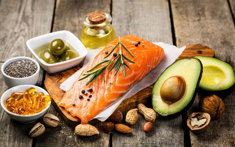 Various food sources of healthy lipids.