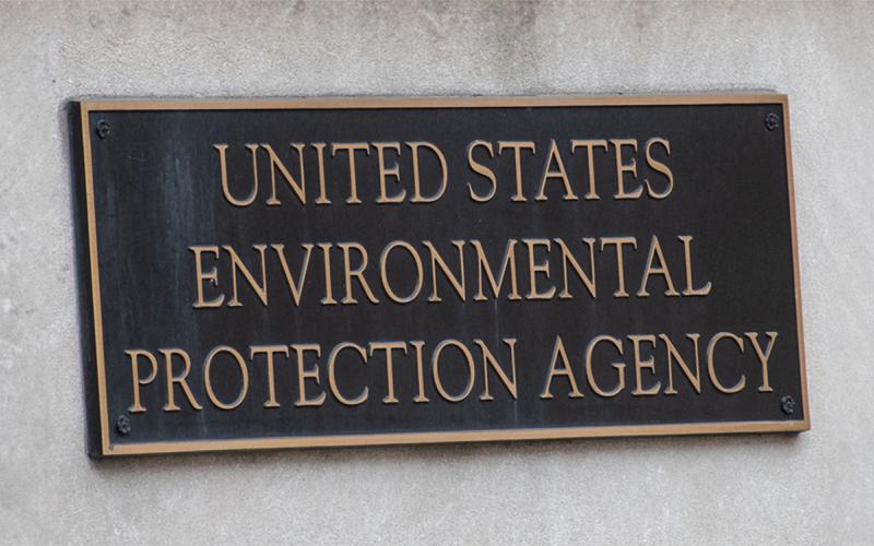 United States Environmental Protection Agency Sign plate outside the agency’s main office.