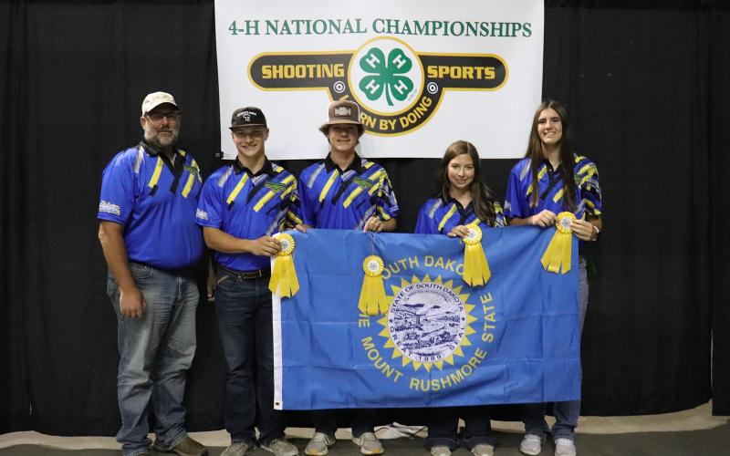 Group photo of the 2025 South Dakota 4-H National Shooting Sports Hunting Skills Team.