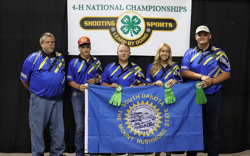 Group photo of the 2025 South Dakota 4-H National Shooting Sports Small-Bore Pistol Team.