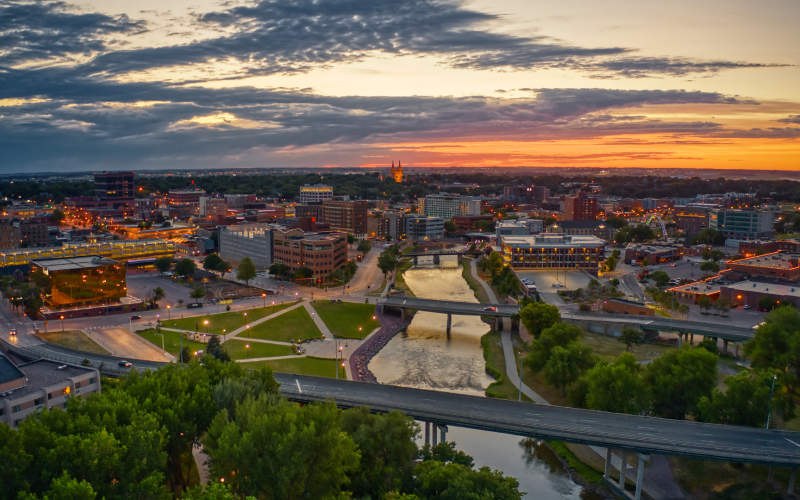 Aerial view of Sioux Falls, South Dakota