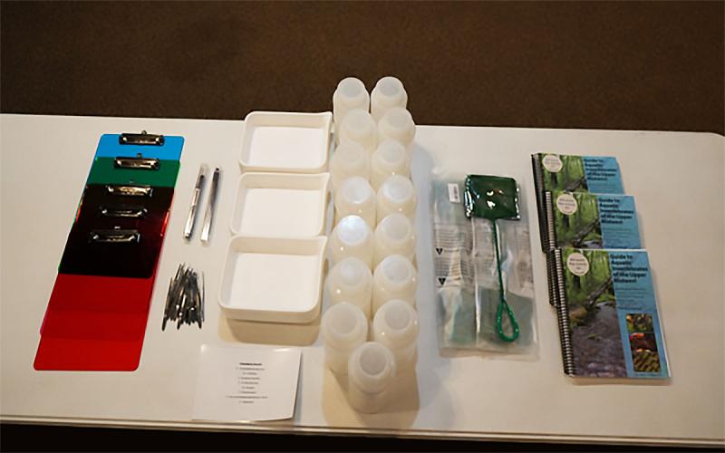 Collection of hands-on learning materials arranged on a table.