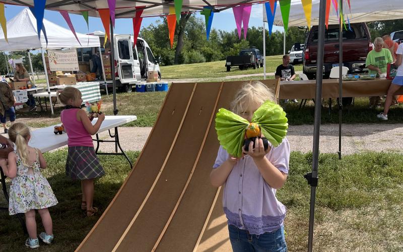 A ramp for zucchini cars to slide down
